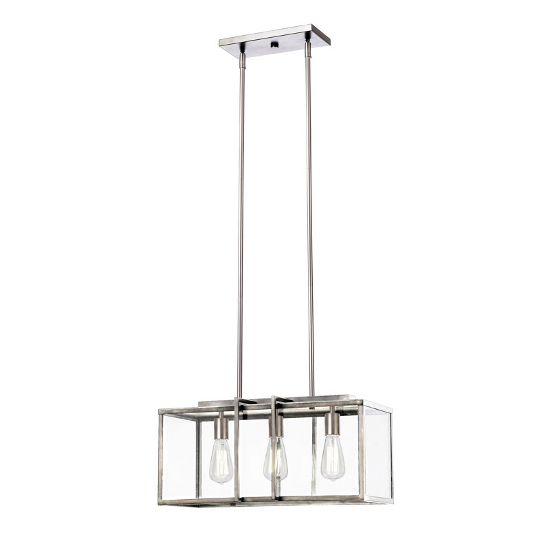 3 - Light Kitchen Island Pendant, Brushed Nickel