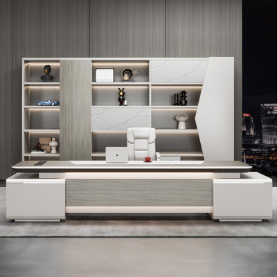 L-Shaped Double-Cabinet Office Desk by Orren Ellis