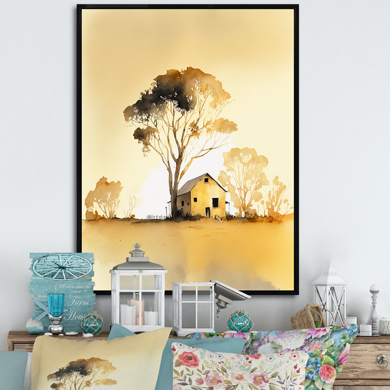 «Golden Hour Tree In The Countryside II», reproduction sur toile, H 44 po x l 34 po x P 1,5 po, Toile à cadre flottant noir