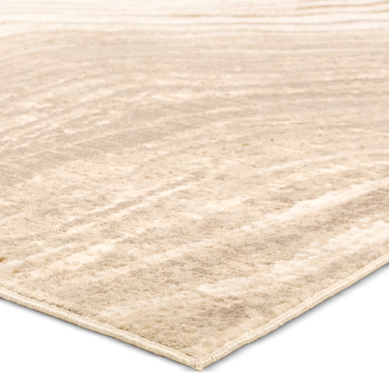 Wrought Studio™ Matei Powerloomed Abstract Tan/Taupe Area Rug, Rectangle 9'6" x 13'6"