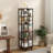 5 Tiers Rotating Bookshelf, Corner Bookcase, 360 Display Wood Spinning Bookshelves, Floor Standing Bookcase Narrow Shelf, Rustic Brown