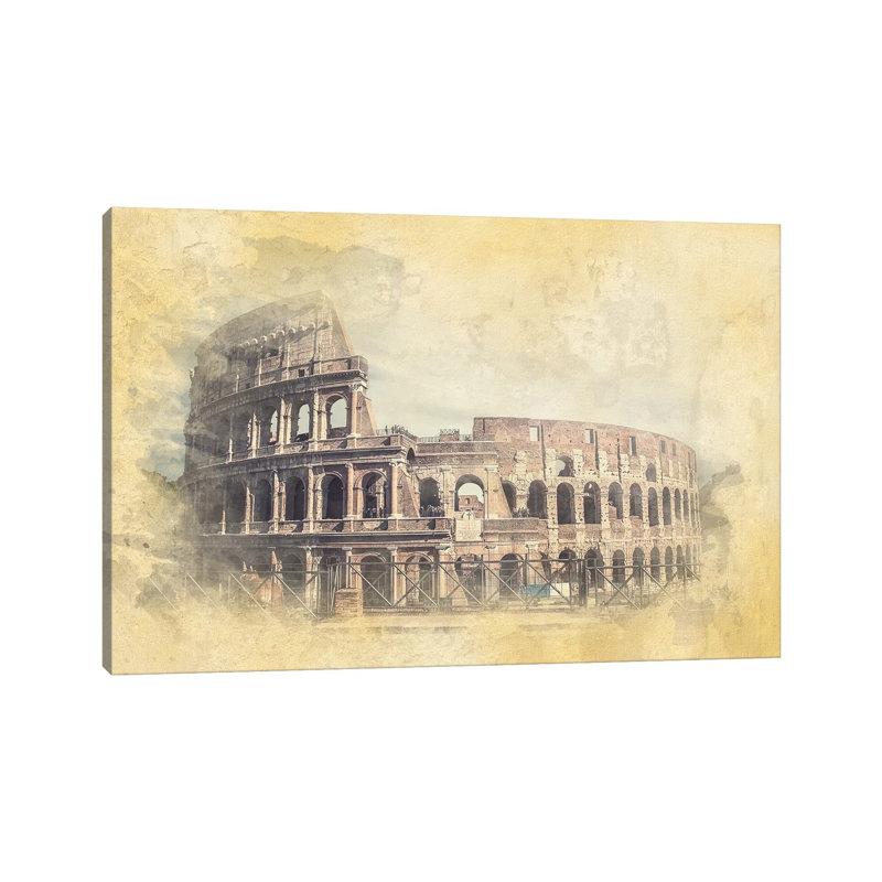 Colosseum Watercolor by Manjik Pictures - Gallery-Wrapped Canvas Giclée on Canvas, 66.04 cm H x 45.72 cm W, No Frame
