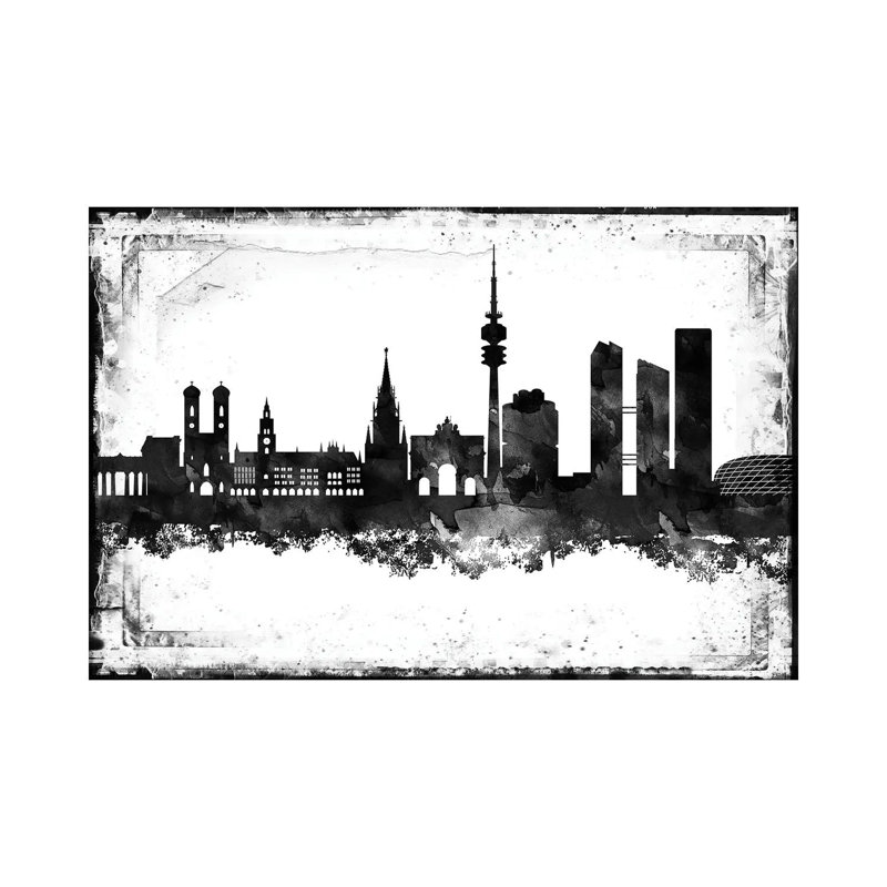 Munich Black & White Film by WallDecorAddict - Wrapped Canvas Print, 45.72cm H x 66.04cm W x 1.905cm D