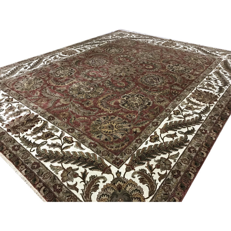 Tapis rouille et ivoire de haute qualité noué à la main