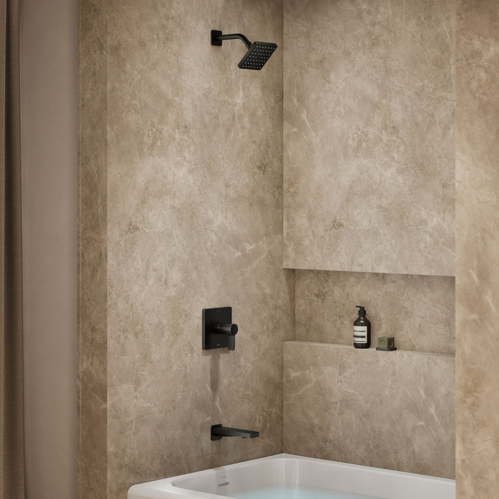 Parallel Bath and Shower Trim Set, Matte Black