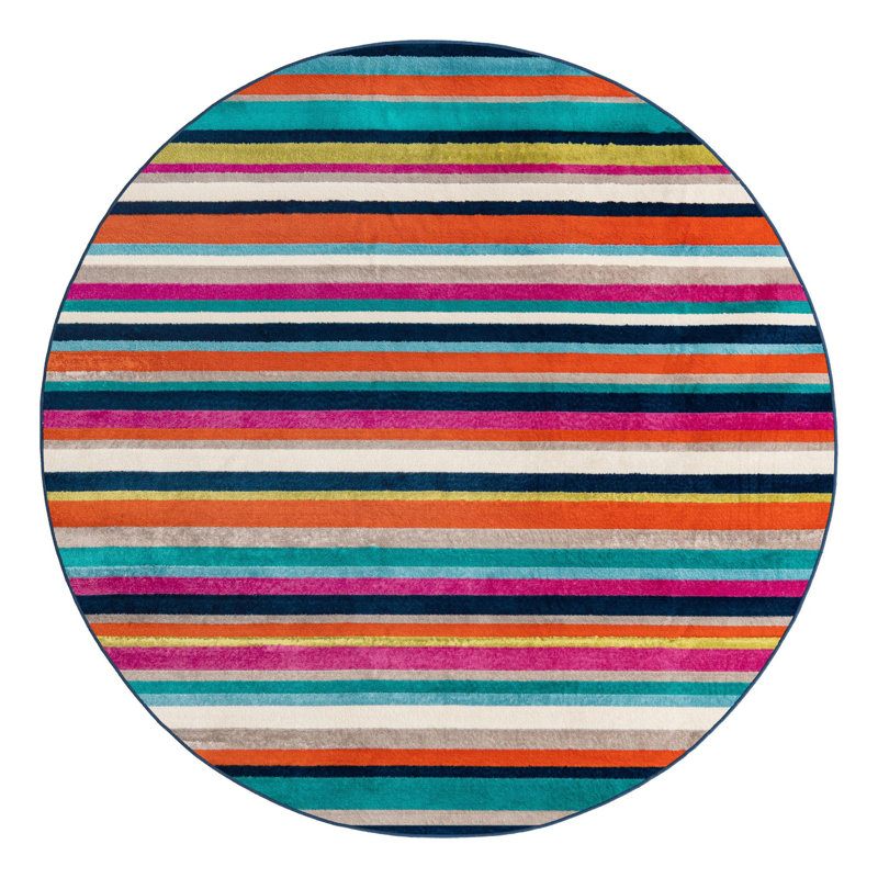 Analiese Striped Indoor Rug, Round 7'