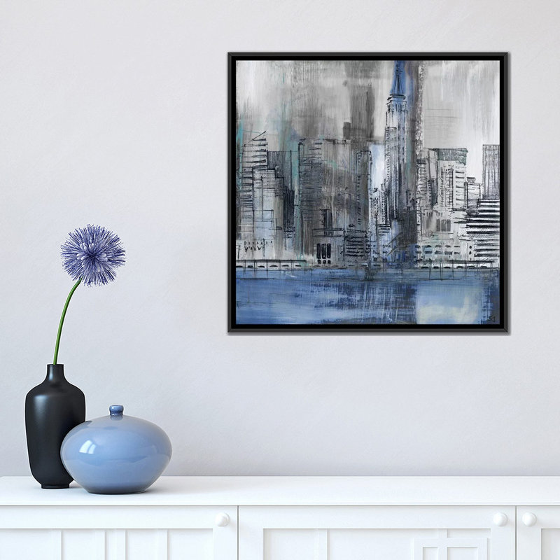 «Empire State», impression sur toile, H 18 po x l 18 po x P 1,5 po, Toile avec cadre noir, Pas de tapis