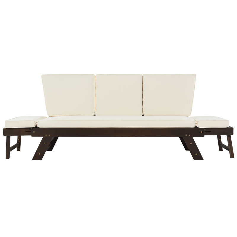 Causeuse d'extérieur avec coussins de 51 po de largeur Rochin, Beige, Noyer
