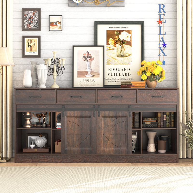 70" Large Sideboard Buffet Cabinet, Brown