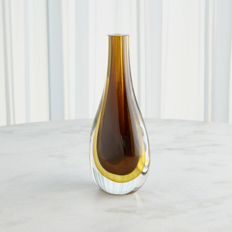Gradient Handmade Glass Table Vase, 15.5" H x 7.25" W x 5" D