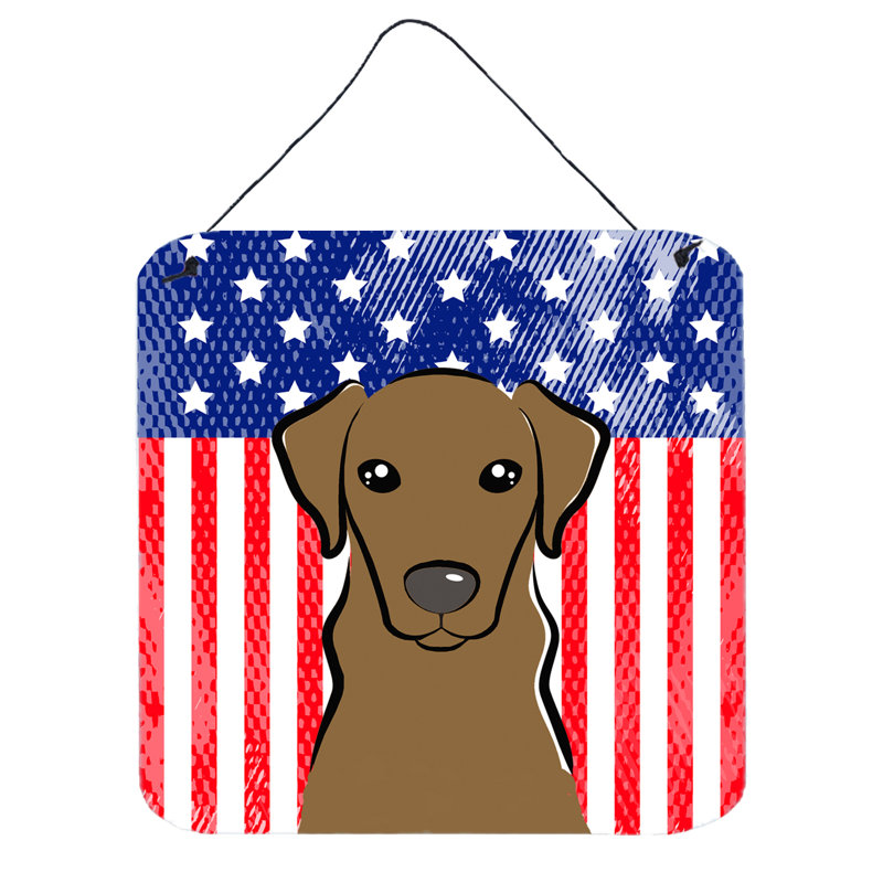 Décoration murale drapeau american, Labrador chocolat
