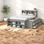 Lit double gris en bois de pin avec rangement et design moderne