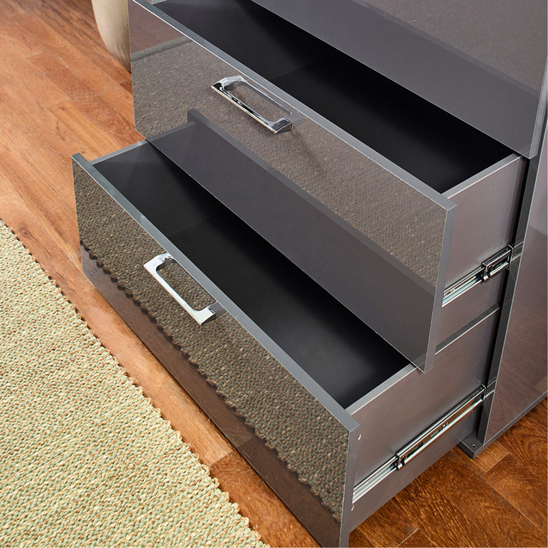 Commode de rangement grise foncée avec teinture, tiroir extra profond et fabrication élégante