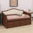 Elegant Sofa Bed Featuring Upholstered Button-Tufted Backrest and Hidden Trundle-750792853