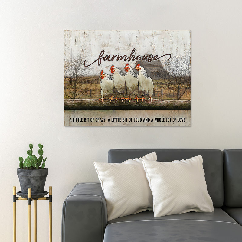 «Four Little Chickens - A Little Bit Of Crazy», reproduction d'art graphique sur toile tendue, H 16 po x l 20 po x P 2 po