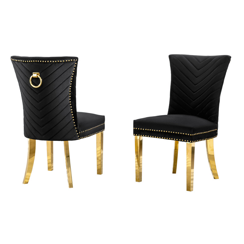Chaise d'appoint rembourré, Noir, Or