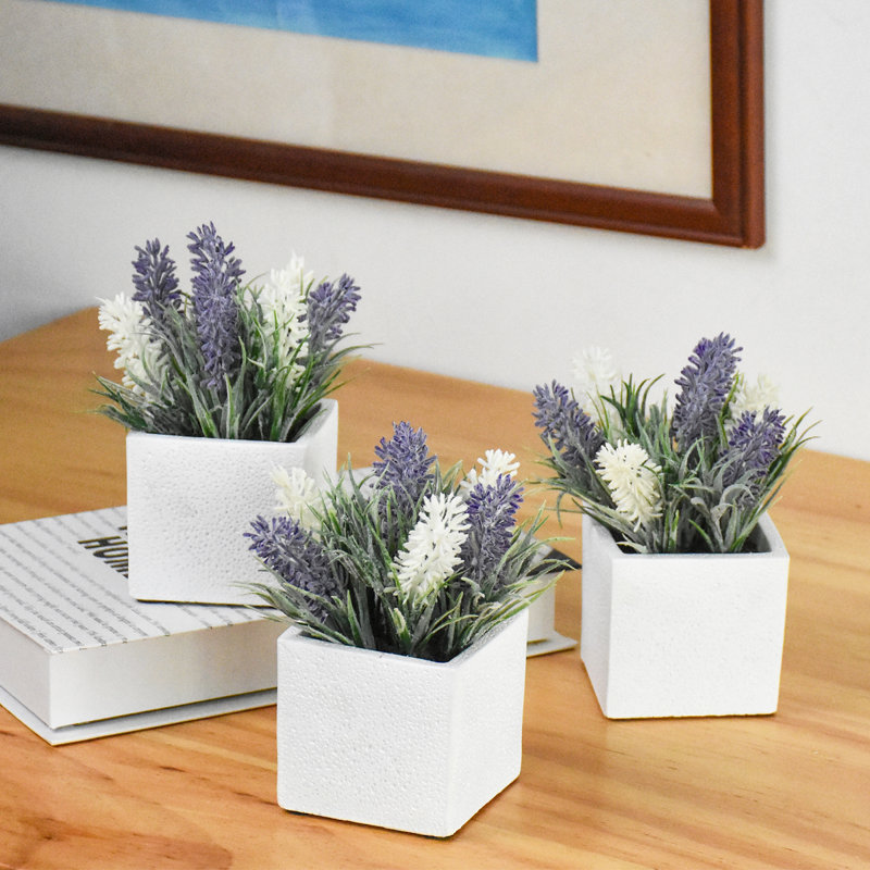 6'' Faux Herbs Plant in Cement Pot