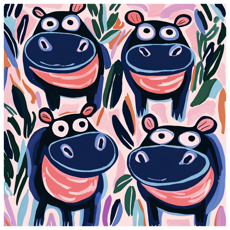 Dessin d'édredon hippopotames, Grand lit