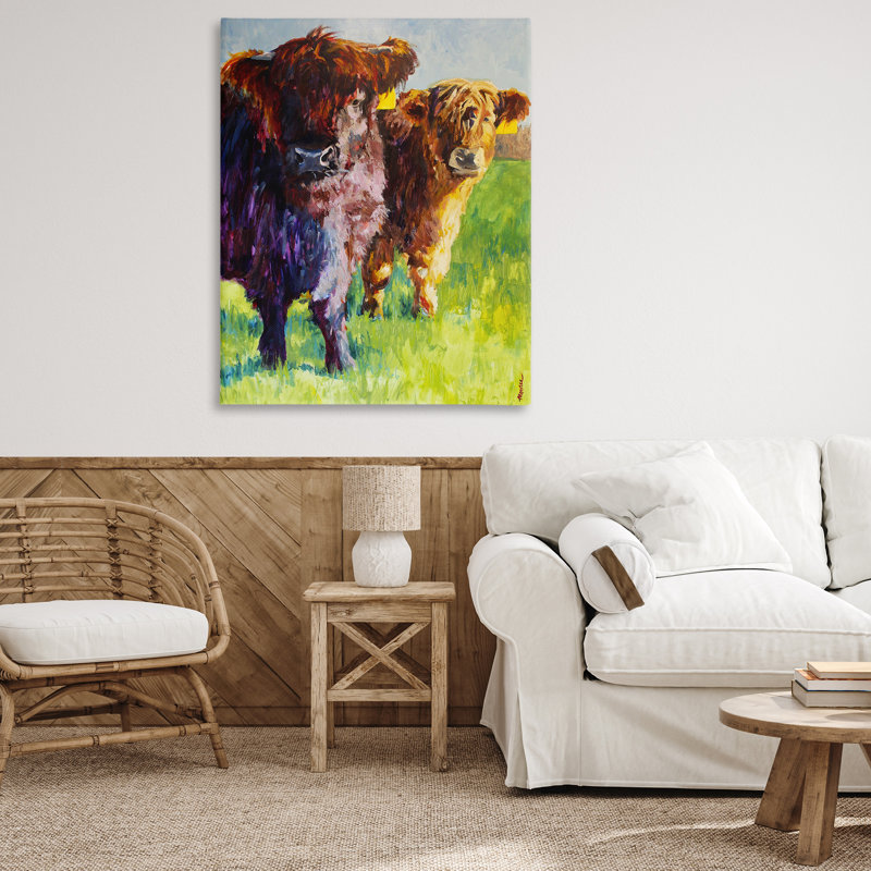 Art traditionnel sur toile, "Traditional Cattles" par Mary Moores, H 48 po x l 36 po