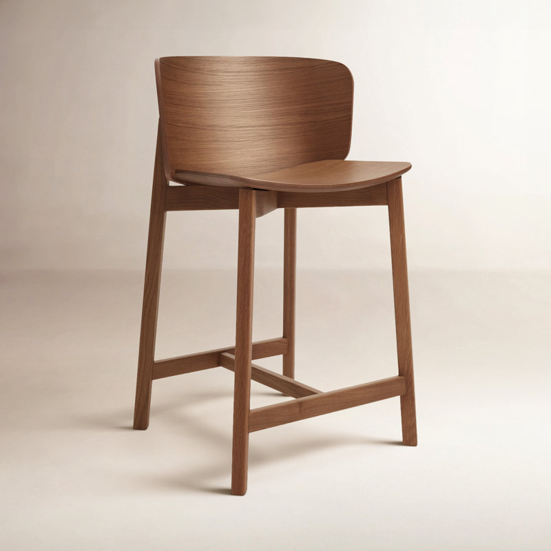 Tabouret Buddy, Tabouret de comptoir (siège d'une hauteur de 26 p, Noyer