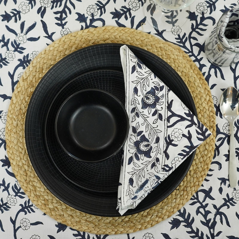 Fabdivine 18X18 Inch Designer Napkins, Perfect Blend of Style & Utility- Shehjan, Blue