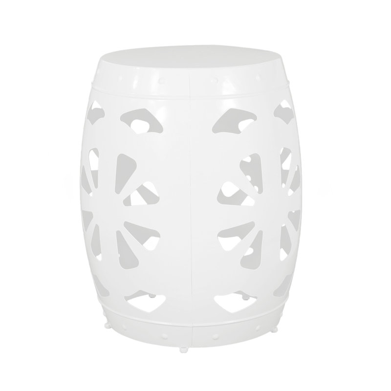 Metal End Table -Large, White, White, White