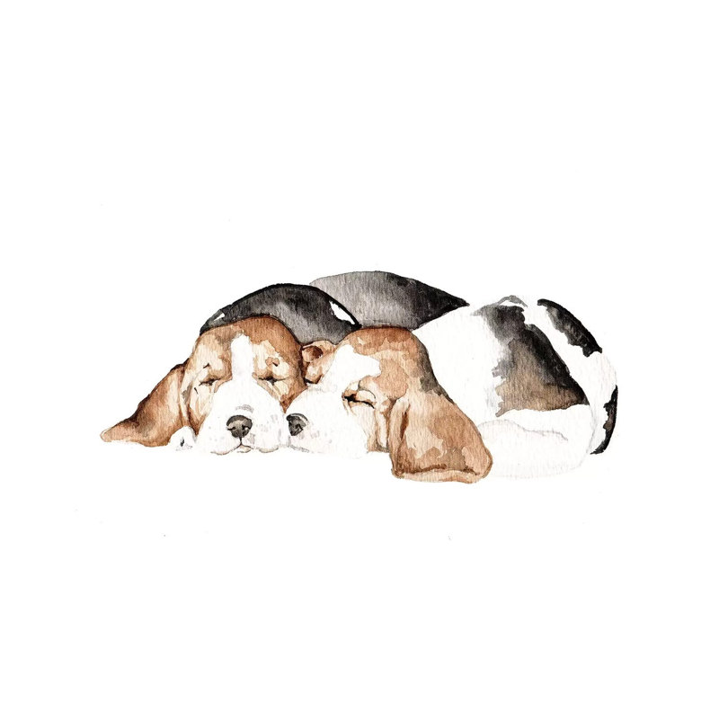 " Beagles " by Wandering Laur, 12" H x 18" W x 1.5" D