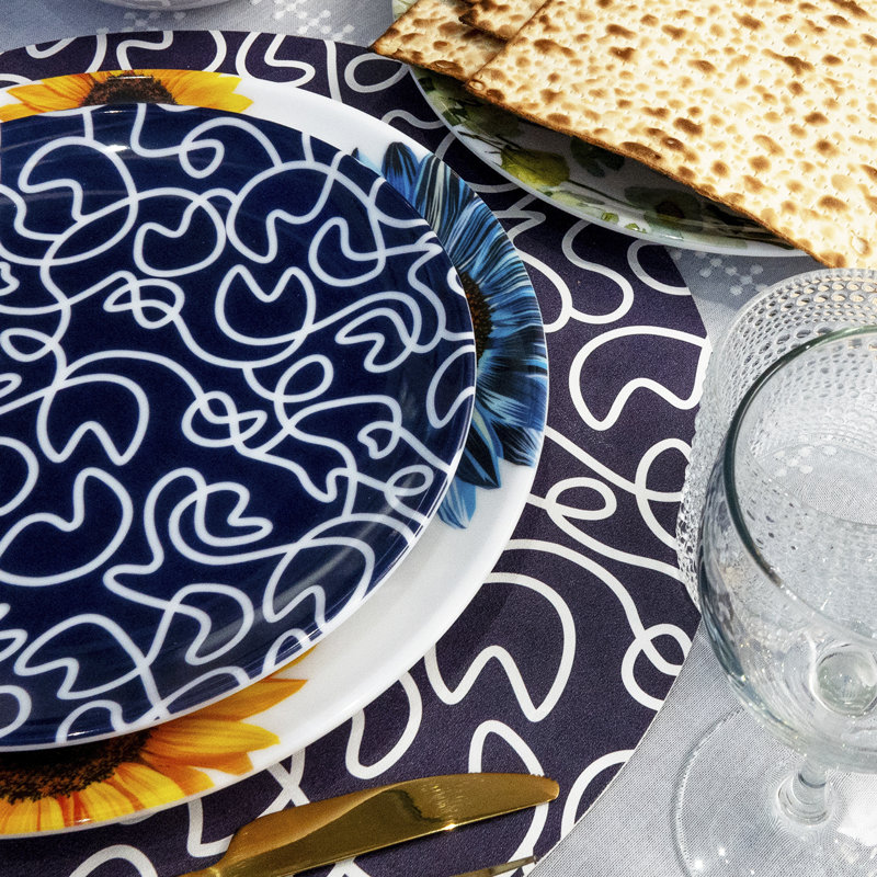 Navy Squiggly Dinner Plate