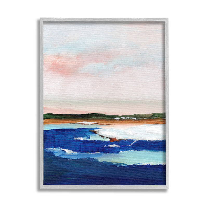 «Distant Land Ocean Waves», art numérique sur toile encadré par Nikita Jariwala_aq-554, H 30 po x l 24 po x P 1,5 po
