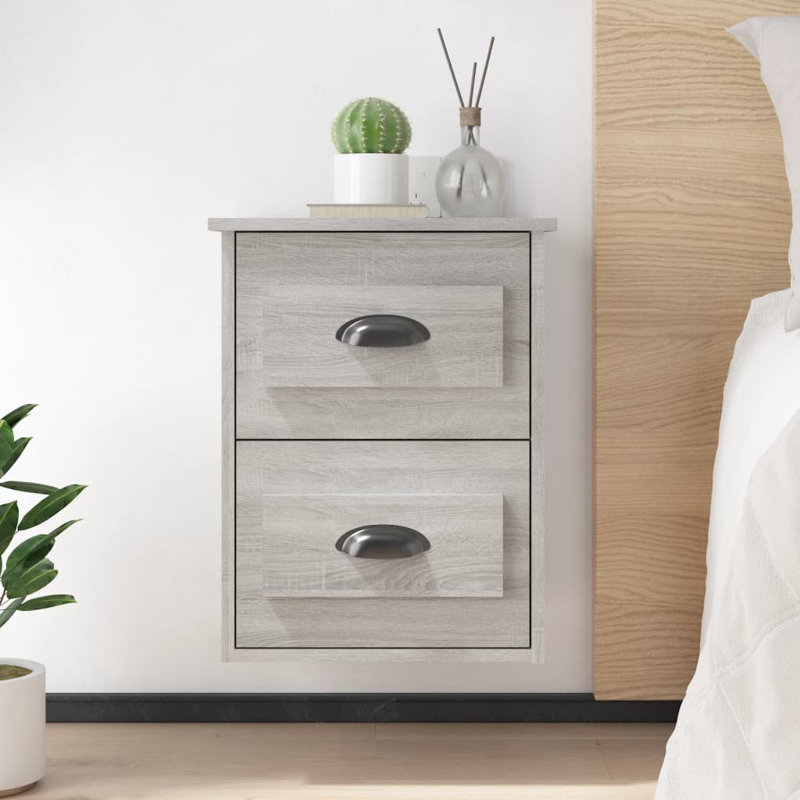 Krini 41.5cm W Manufactured Wood Bedside Table, Grey Sonoma, Individual