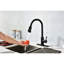 Robinet de cuisine en acier inoxydable d'aspect noir mat et poignée rétractable pratique pour votre évier