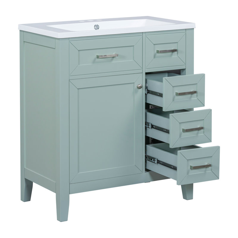 Meuble-lavabo 30 po avec lavabo en céramique, Vert