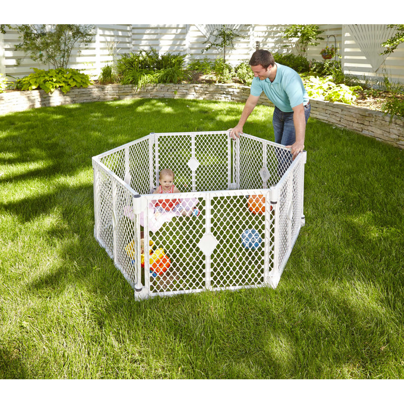 White Portable Safety Play Yard with Gate