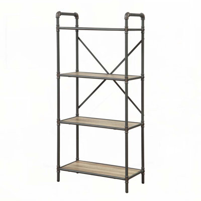 Bibliothèque à 4 niveaux en chêne antique et gris sable