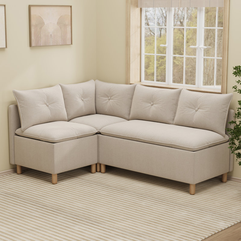 Banquette d'angle modulaire avec rangement, banquette de petit-déjeuner rembourrée en forme de U pour 10 personnes avec 2 sièges d'angle