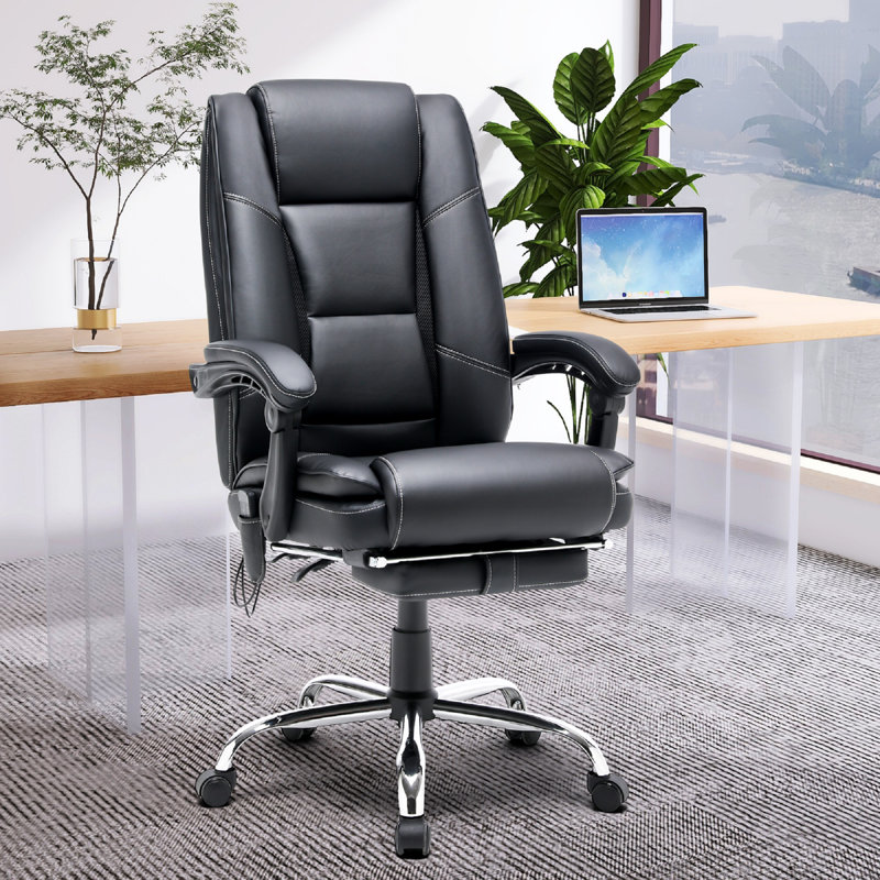 Jordon-Lee Ergonomic Heated Massage Executive Chair, Black