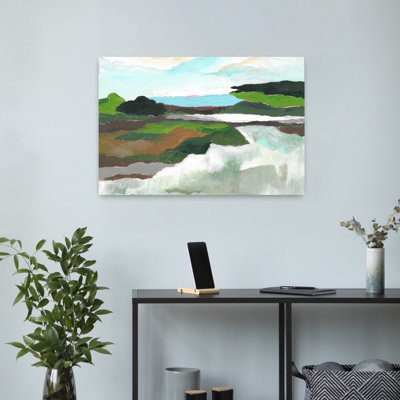 «Vibrant River Landscape Abstract Peaceful Serene Landscape Nature», art mural