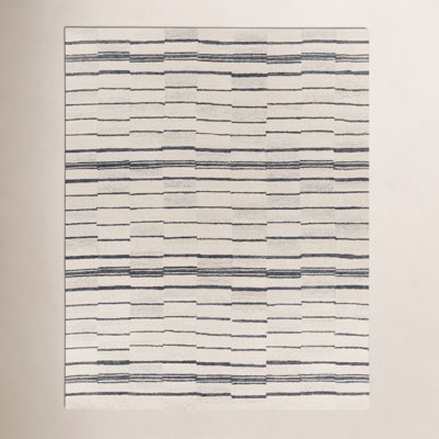 Rune Striped Handmade Tufted Wool Area Rug in Beige/Charcoal