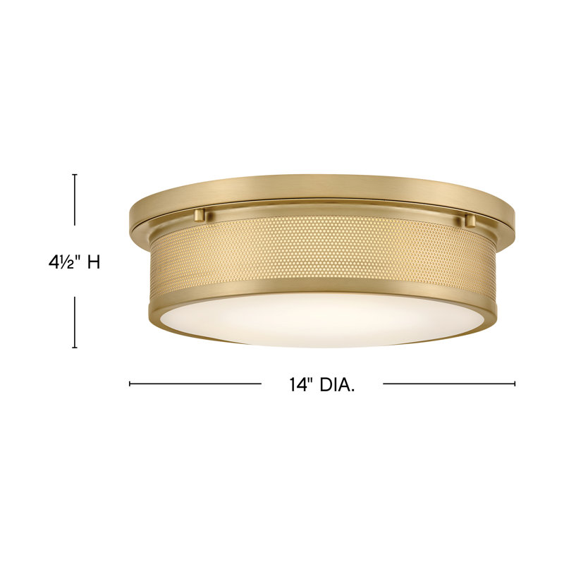 Minimalist 3-Light 14 in. Flush Mount Bathroom Ceiling Light, Lacquered Brass