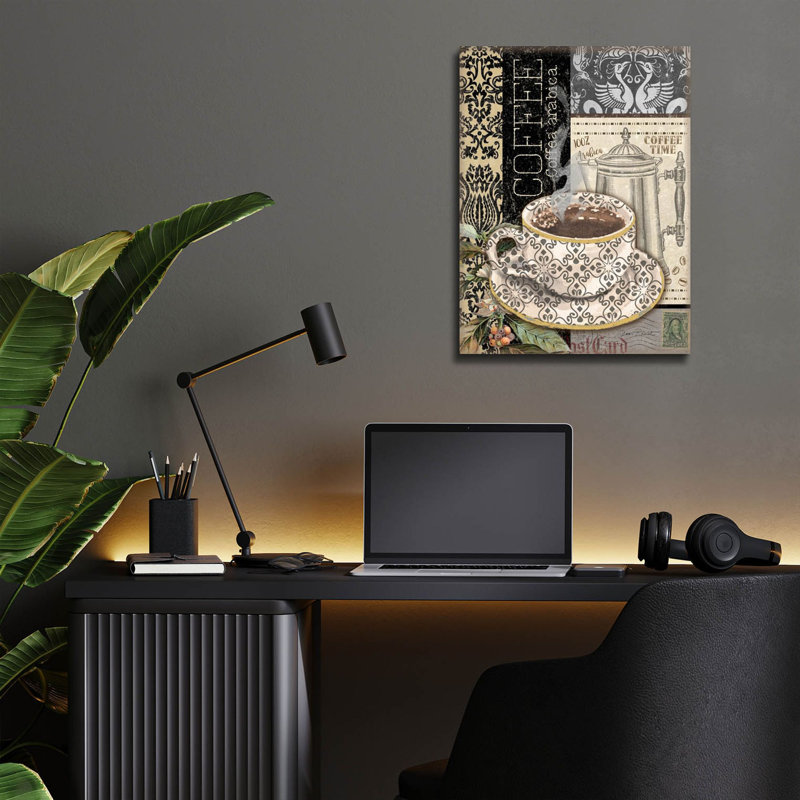 «Coffee Art A» par Jean Plout, art mural en verre acrylique, 12 po x 16 po, 12 po x 16 po