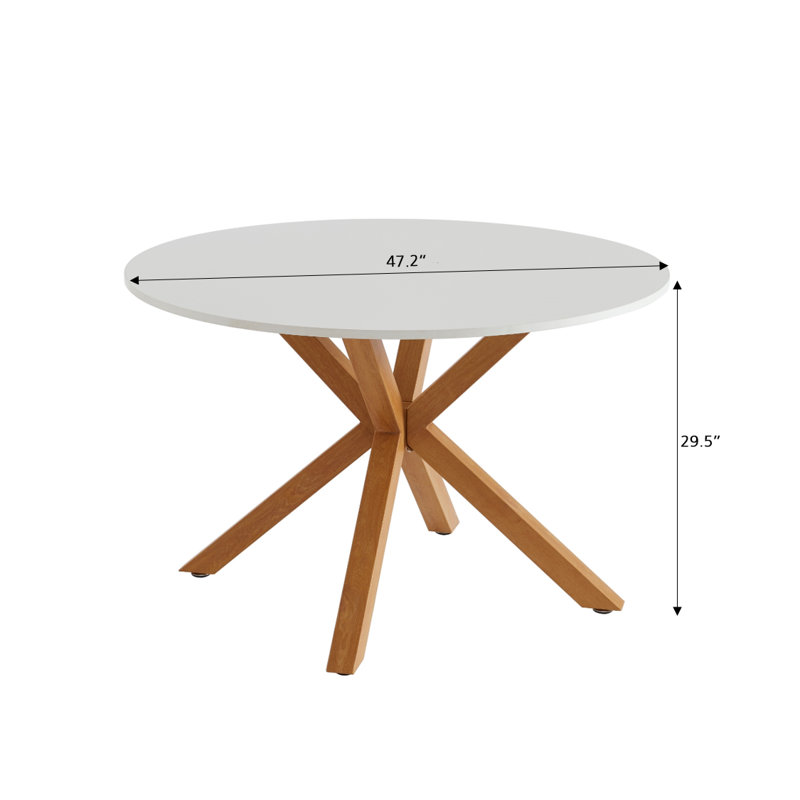 Kazier round dining table with white and oak effect - 47.24 inches