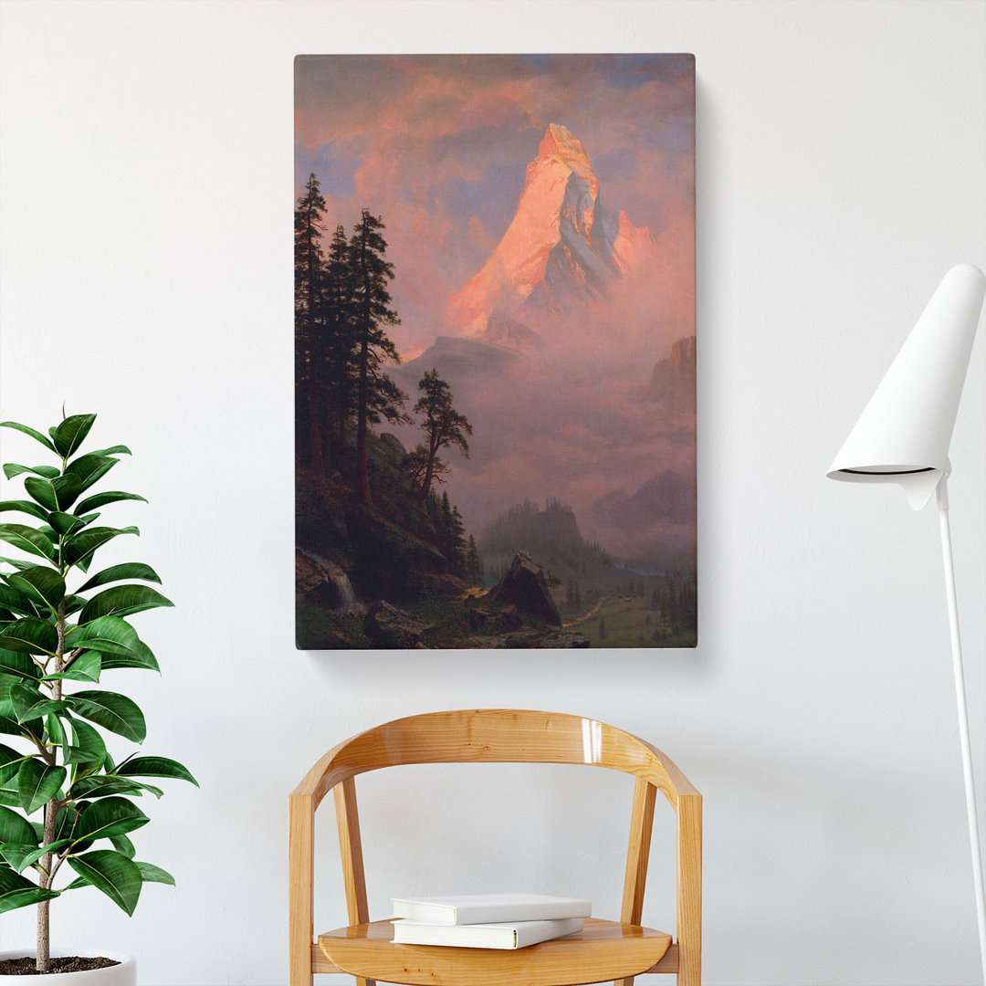 Sunrise On The Matterhorn by Albert Bierstadt - Wrapped Canvas