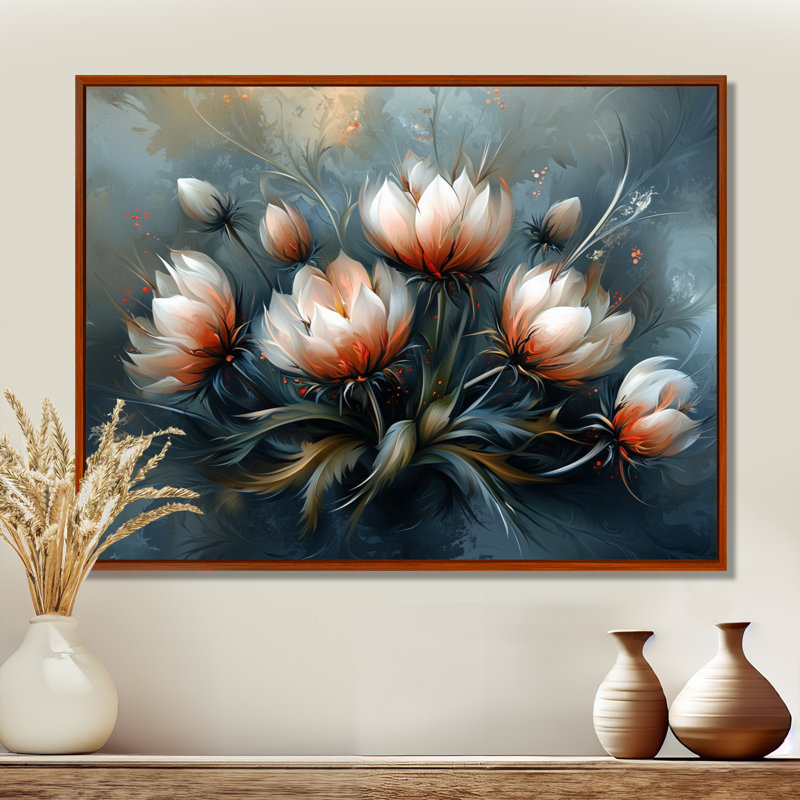 Iretha gris, chardon d'hiver, chanson Harmony IV - Thistle Large, art mural, H 30 po x l 40 po, Brun