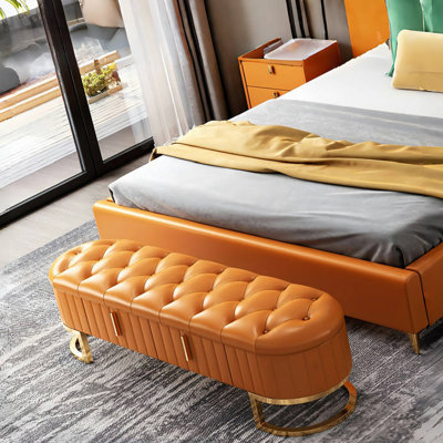 Banc de rangement rembourré en similicuir Luxury Home Bed