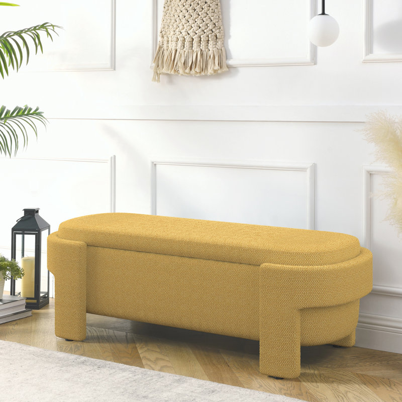 Banc rembourré avec grand espace de rangement pour le salon, le vestibule et la chambre à coucher, Yellow, Yellow, Yellow