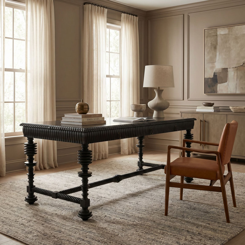 Portuguese Writing Desk, Hand Rubbed Black
