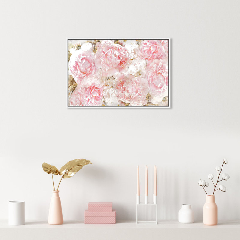« roses », impression sur toile oliver gal, Cadre blanc, H 24 po x l 16 po