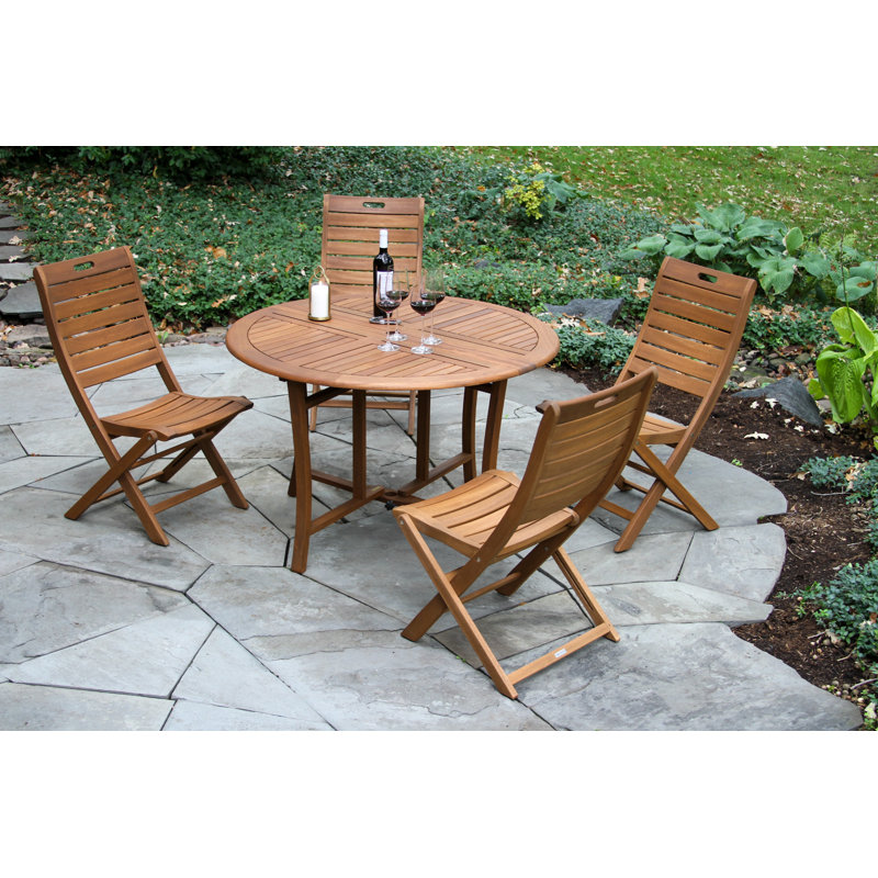 Ensemble repas d'extérieur en eucalyptus pour 4 personnes Kinsler , H 30 po x l 48 po x P 48 po
