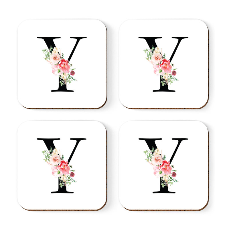 Sous-verre à motif floral rosé, Y