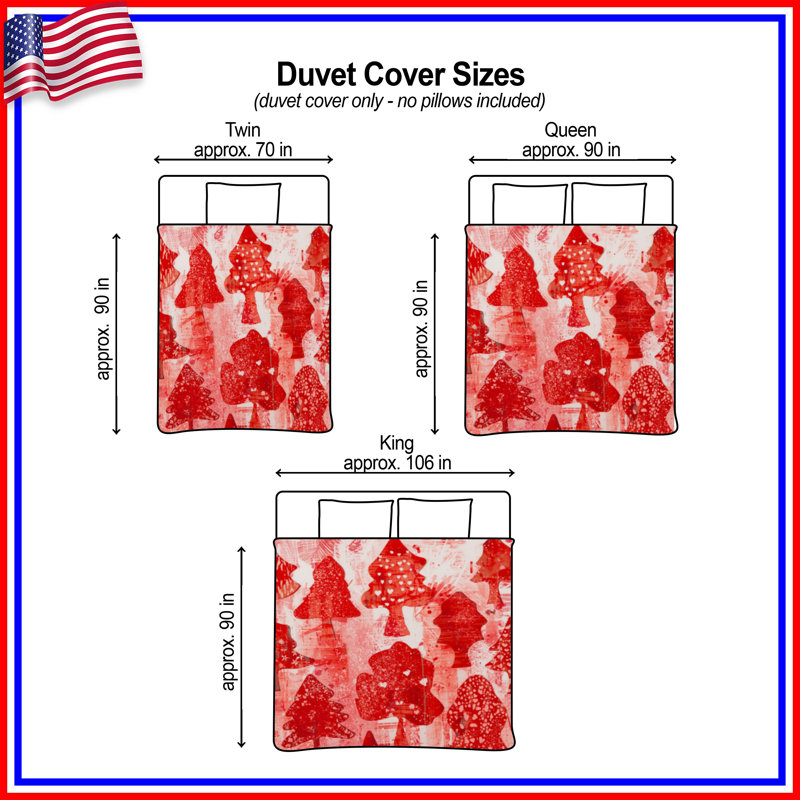 Housses de couette Red Christmas Trees, Grand lit
